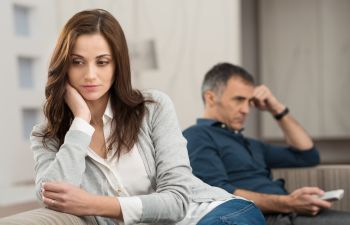 upset couple turning back on each other